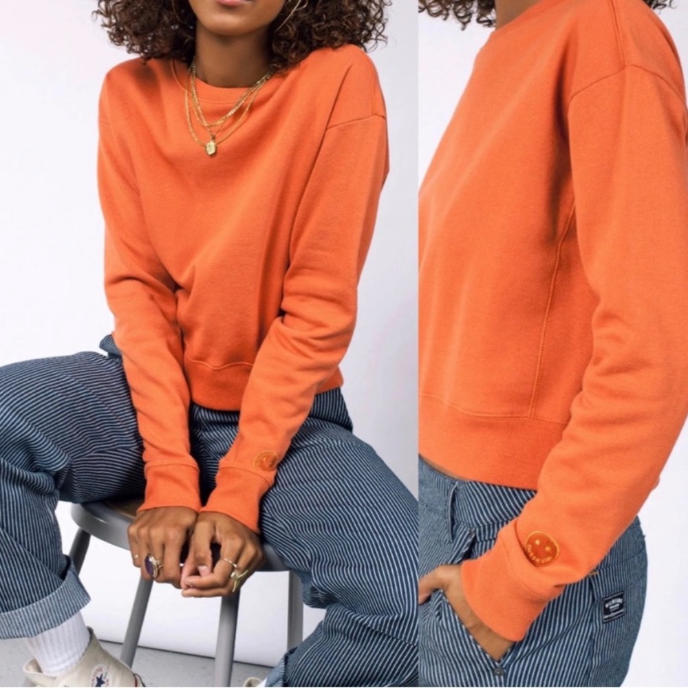 Wildfang Ultimate Fleece Boxy Crew Sweatshirt: Burnt Orange/Rust